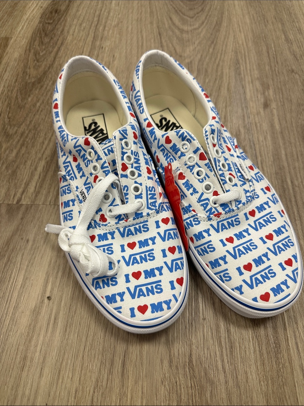 Vans adults White Blue Red 'I ♥ My Vans' Canvas Sneakers
